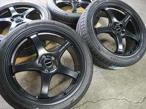 ★人気★225/40R18 7.5J+48 5H100 新品 軽量 逆ゾリ クロススピードCR5 1台分 COROLLASPORT CELICA PRIUS 86 BRZ IMPREZA ブラック