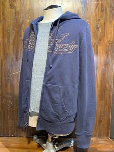 K083 メンズ パーカー DENIM&SUPPLY Ralph Lauren ラルフローレン ジップアップ フーディー ネイビー 紺 プリント 小さいサイズ / S (8)