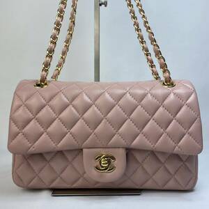 1円スタート　極美品　CHANEL シャネル マトラッセ ココマーク ラムスキン Wフラップ チェーンショルダーバッグ ターンロック　ピンク系