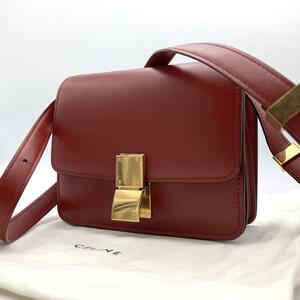 現行品◎美品◎定価30万超◎CELINE セリーヌ クラシック ボックス ショルダーバッグ カーフレザー 赤 レッド プッシュロック スリップ