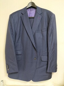 ★DORMEUIL スーツ ジャケット スラックス メンズ　紺系ストライプ　ウエスト約107cm 　中古品