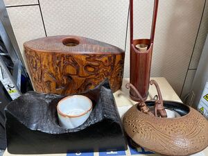 アンティーク　茶道具　花道具　華道　茶道　花挿し　黒檀　自然木