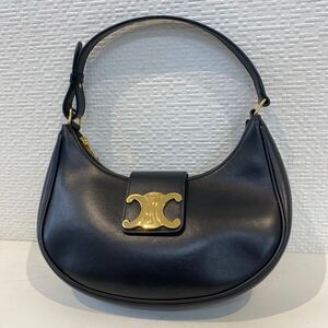 【極美品】CELINE セリーヌ ミディアム AVA アヴァ トリオンフバッグ ハンドバッグ カーフスキンブラック レディース 11449 ワンショルダー