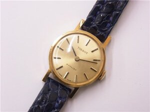 ◎ TISSOT ◎　ティソ　STYLIST　スタイリスト　手巻き時計　レディース　ラウンド　2針　ゴールド文字盤　20M　稼働品　◎USED