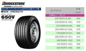 ◇◇BS 650V 245/50R14.5♪245-50R-14.5 ブリジストン RD-650V