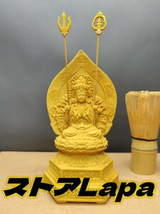 珍品 木彫り 仏像 千手観音 千手観音菩薩 千手観音像 観音菩薩 座像 彫刻 一刀彫 天然木檜材 福徳