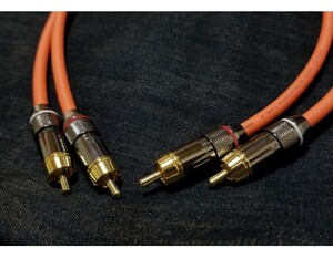 送料無料! MOGAMI モガミ 2534 2M 2メートル ペア 2本セット オレンジ RCA ケーブル プラグ　24k メッキ ハンドメイド カスタムケーブル