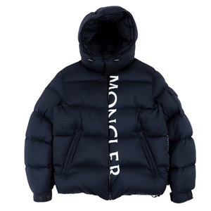 美品 モンクレール 20年 マウレス ダウンジャケット メンズ ダークネイビー 黒 2 ロゴプリント ナイロン MAURES MONCLER