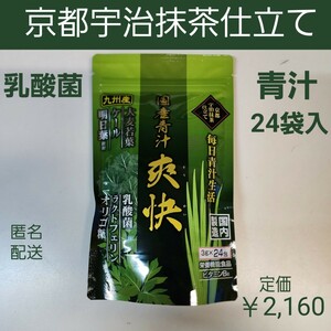 国産　青汁　爽快　24袋　京都宇治抹茶仕立て　乳酸菌　ラクトフェリン　オリゴ糖