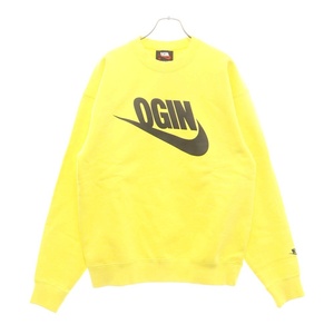 NIKE ナイキ ×NIGO ニゴー OTSUMO PLAZA 限定 NRG OGIN CREW FLC 反転ロゴプリントクルーネックスウェットトレーナー イエロー FV5942-735