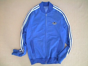 即決 70s 80s adidas vintage フランス製 ATP タイプ ジャージ デカロゴ Pジップ ventex 青x白　