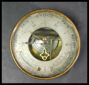 メーカー不明 アネロイド式 気圧計 ANEROID BAROMETER 船舶用 レトロ アンティーク w240104