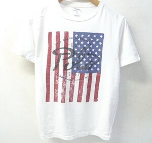 ◆Polo Ralph Lauren ポロ ラルフローレン 星条旗デザイン プリント Tシャツ 白 サイズL レディース L USA　古着　