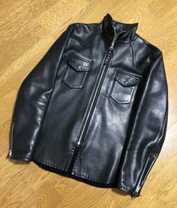 美品☆[NUMBER ONE LEATHERS by RED MOON] マッドドッグ シングルライダース レザージャケット 40 牛革 ナンバーワンレザー レッドムーン