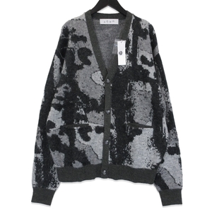 未使用 BAL バル ジャガード ウールカーディガン BAL-2076 JACQUARD WOOL CARDIGAN ニット アクリル ブラック 黒 3 タグ付き 71010594