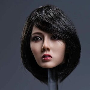 汎用 1/6 フィギュア 女性 アジア人 黒 髪ショートヘア 1/6 カスタム 交換 頭 交換ヘッド ヘッドパーツ カスタム ヘッド 美人 日本人 G134