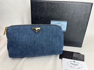 プラダ PRADA ポーチ 1N0693 デニム 箱あり カードあり レディース