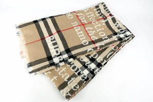 【超美品】BURBERRY バーバリー 大判ストール 約200×100㎝ チェック柄 マフラー ブラウン系【QG85】