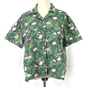 ローカルモーション/LOCAL MOTION/HONOLULU Hawaii★半袖アロハシャツ【レディースF/緑系/ハイビスカス柄】Tops/Shirts◆SBH875