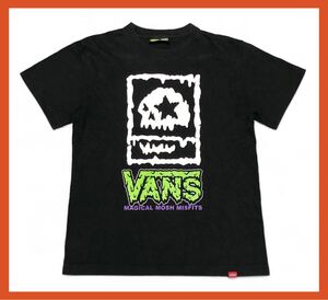 1779●MAGICAL MOSH MISFITS×VANS マジカルモッシュミスフィッツ×バンズ●ビッグロゴプリント コットン 半袖 Tシャツ ブラック S