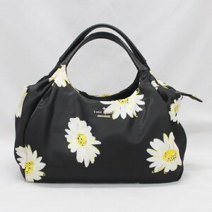 Kate spade NEW YORK ケイトスペード ハンドバッグ ナイロン ブラック 花柄 中古品 m_z(j) m24-40482