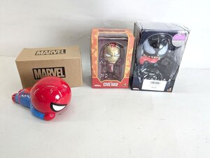 MARVEL キャラクターグッズ3点 ホットトイズ CIVIL WAR アイアンマン・ベノム・スパイダーマン フィギュア・貯金箱 未開封品含む[03-5274