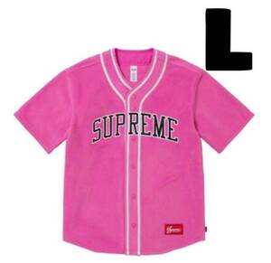 即発送 24FW Supreme Polartec Baseball Jersey Pink L シュプリーム ポーラテック ベースボール ジャージ シャツ フリース ピンク メンズ