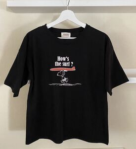 SNOOPY スヌーピー サーフィン Tシャツ 黒 サイズXL 古着