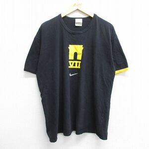 XL/古着 ナイキ NIKE 半袖 ビンテージ Tシャツ メンズ 00s ワンポイントロゴ 大きいサイズ コットン クルーネック 黒 ブラック リンガ