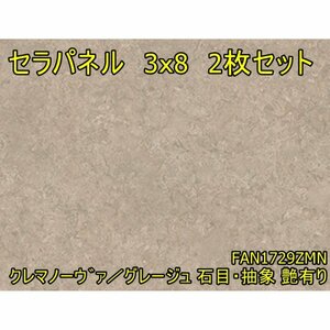 090101N4 倉庫保管品 アイカ セラパネル 3ｘ8サイズ 2枚 石目・抽象 艶有り FAN1729ZMN 直接引き取り限定（名古屋市守山区）