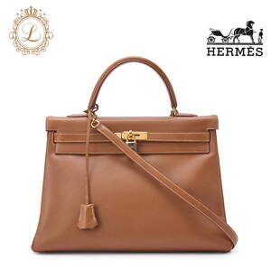 HERMES エルメス ケリー35 2way　ハンドバック クシュベル ゴールド（ゴールド金具） レディースバッグ ハイブランド【中古】【送料無料】