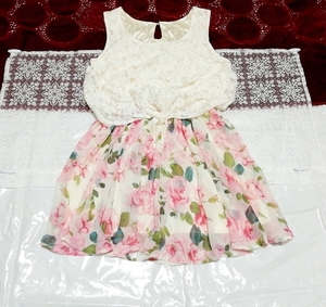 白レース花柄シフォンネグリジェノースリーブワンピース Ingni white lace floral chiffon negligee skirt sleeveless dress