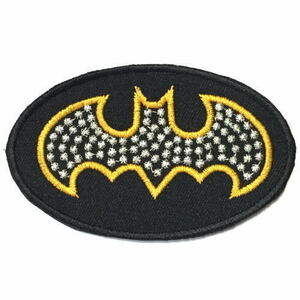 076　BATMAN バットマン　ロゴ 星柄風ドット　アイロン ワッペン　アメコミ 　ジョーカー 映画 　刺繍 パッチ　リペア