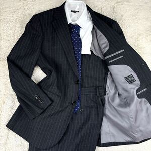 1円 XL.LL~L サヴィルロウ×ドーメル SAVILE ROW DORMEUIL スーツ セットアップ 2B ストライプ パタゴニアウール メンズ グレー AB6