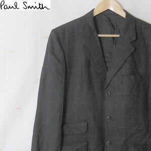 ポールスミスPaul Smith■ウール テーラードジャケット シングル チェック柄 日本製■L■ブラック ※NK4n12176