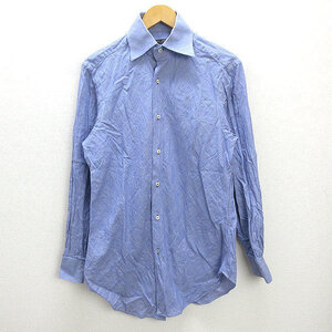 X★ ITALY製 ユナイテッドアローズ/UNITED ARROWS 千鳥格子柄 長袖シャツ ワイシャツ【15 3/4】紺MENS/3【中古】■