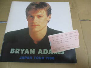 半券付き　ツアー・パンフレット　ブライアン・アダムス　Bryan Adams　1988年　日本公演 JAPAN TOUR