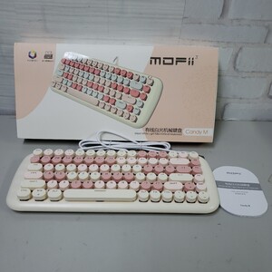 610y0707★可愛いレディース 有線キーボード 84 キー カラフルラウンドキーキャップ タイプライター風 英語配列 ピンク軸 (ミルクティー)