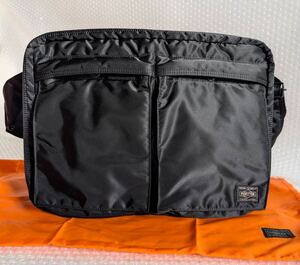 美品 PORTER TANKER２層式 ショルダーバッグ ポーター バッグ タンカー ブラック XL