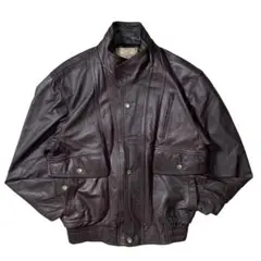 80s vintage good color real leather JKT