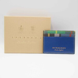 【箱あり】BURBERRY カードケース＜財布＞バーバリー メンズ レディース ブランド ブルー系 チェック柄 キャッシュレス