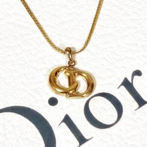 美品 クリスチャン ディオール Christian Dior ネックレス ペンダント CD ロゴ ゴールド ヴィンテージ アンティーク 金色 希少 316