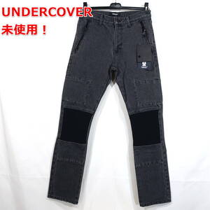 【未使用】アンダーカバー　春夏　膝リブ切替ダメージデニム　UNDERCOVER　サイズ２（Ｍ相当）　黒