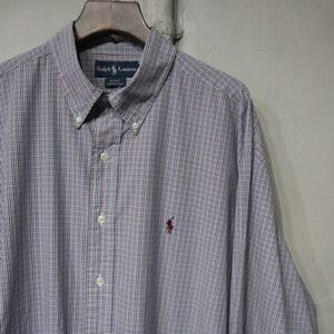 【即決】polo ralph lauren ポロラルフローレン BLAKE B.D ブレイク ボタンダウンシャツ チェック柄 古着 XL