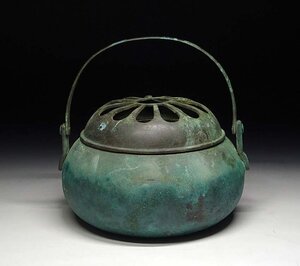 緑屋t■ 中国古玩　古銅　手炉 香炉　透彫　古美術品 時代物　i9/11-6913/4-3#60