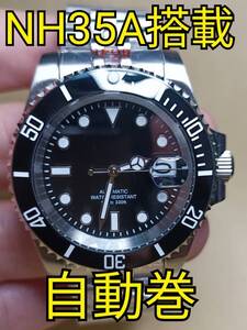 黒 NO LOGO ノーロゴ サブマリーナ オマージュ SEIKO NH35A 自動巻き 機械式 PAGANI DESIGN パガーニデザイン セラミック サファイア MOD