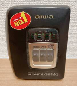 【Aiwa アイワ Stereo Cassette Player gs142 Super Bass 】カセットプレイヤー/ポータブルプレーヤー /オーディオ機器 /A66-065