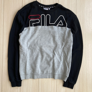 【古着】FILA　長袖スウェット メンズ 丸襟 プリント カットソー コットン 