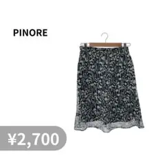 PINORE スカート レース 膝丈 レディース 総柄 キュプラ100％