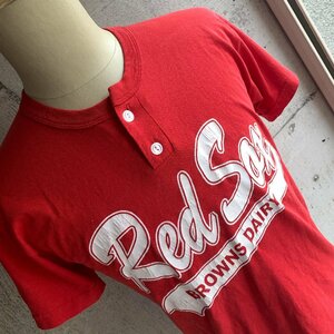 U.S Used Clothing RUSSELL Boston Red Sox T-Shirt アメリカ古着 ラッセル ボストン レッドソックス ヘンリーネック Tシャツ 赤 S size